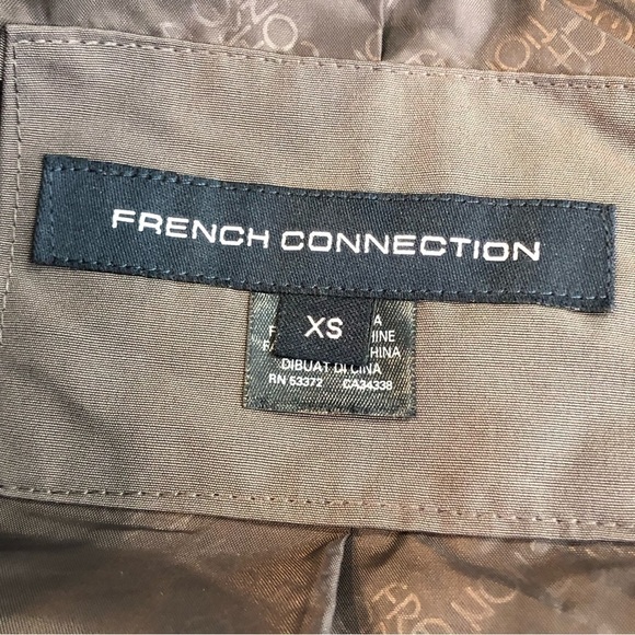 French Connection puffer coat long matte grey hood zip and snaps XS - Picture 10 of 12